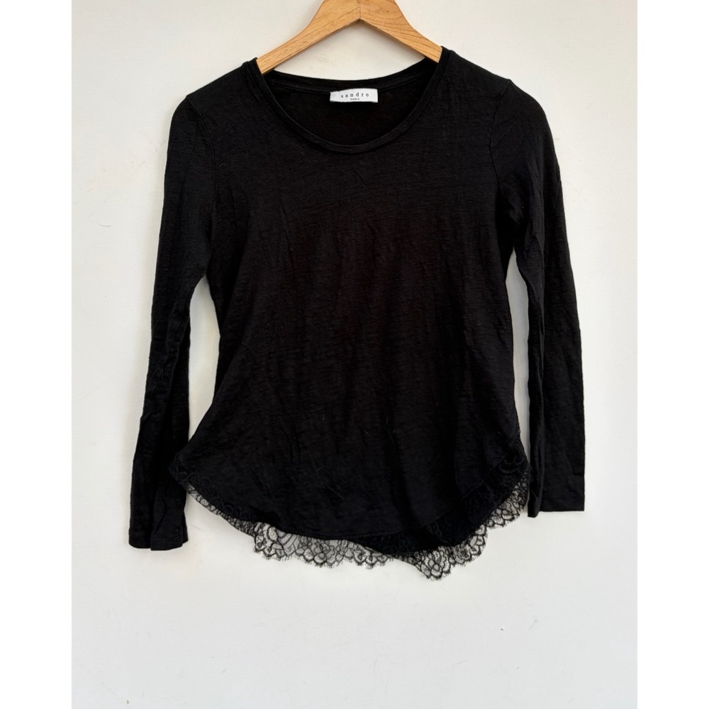 Sandro Lace Hem Blouse